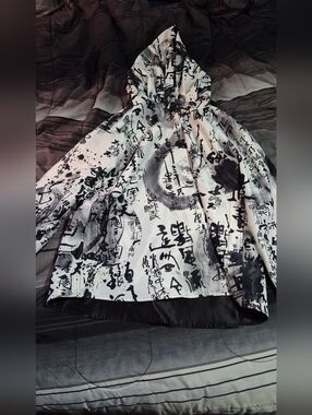 Oopéra Womens Raincoat XL Black&White Japanese Style J0276RW-2